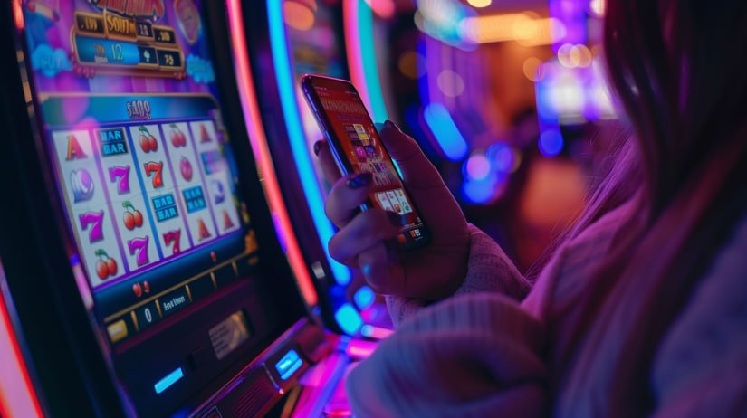 mvp44 APP မှ Live Casino Baccarat နှင့် Slots ကစားနေသောမြင်ကွင်း
